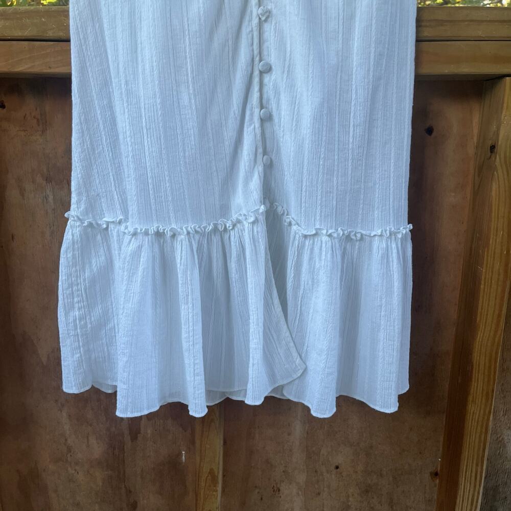 Veronica Beard White Tinzia Dress Midi Length Ruffle Hem Size L - Picture 8 of 14